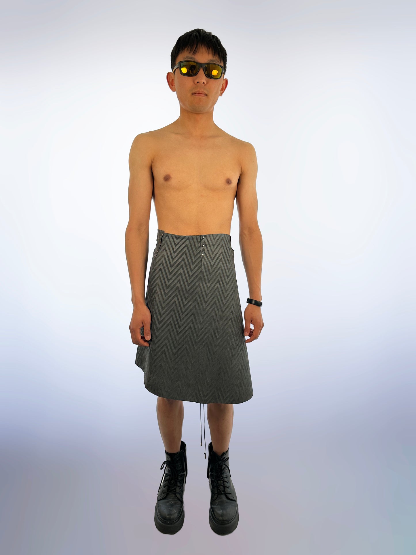 Grey Leather Skirt