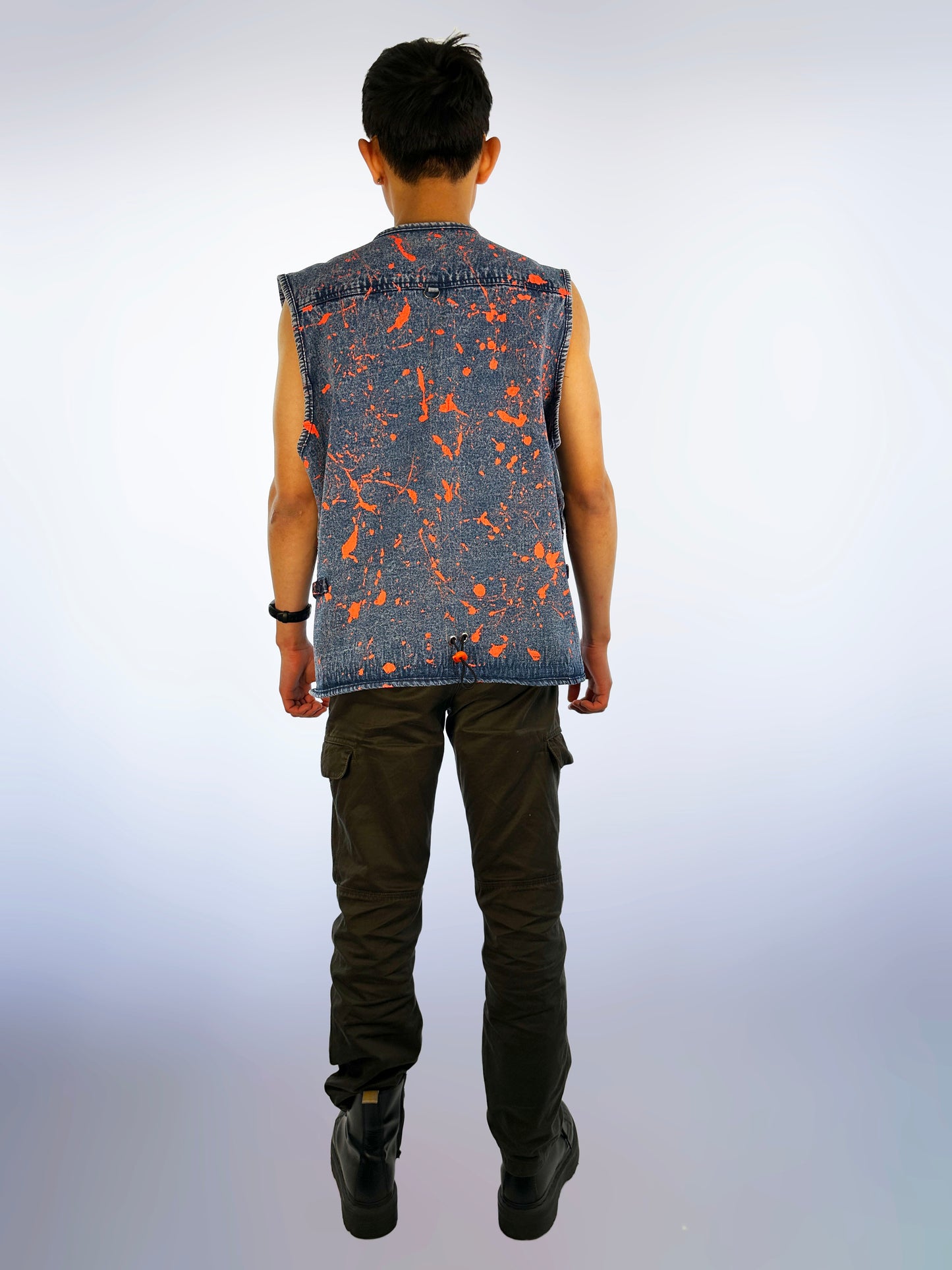 Denim Vest Orange Paint